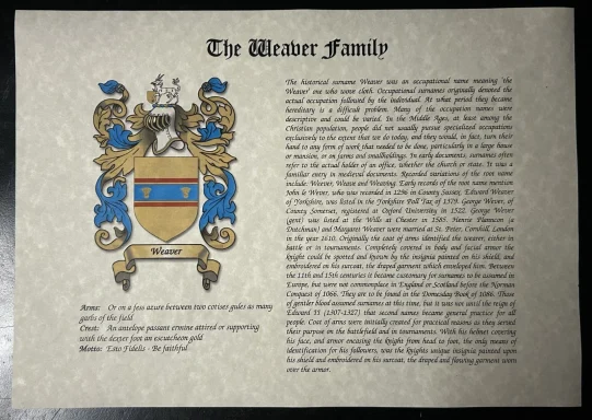 Coat Of Arms And Family History Scroll